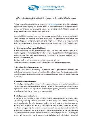 iot monitoring agricultural solution based