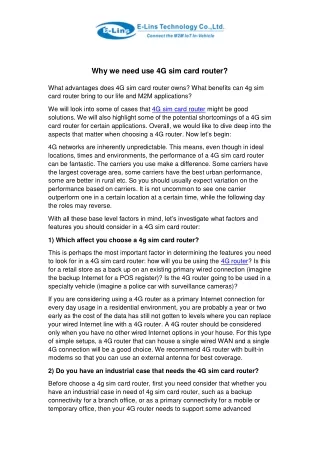 why we need use 4g sim card router