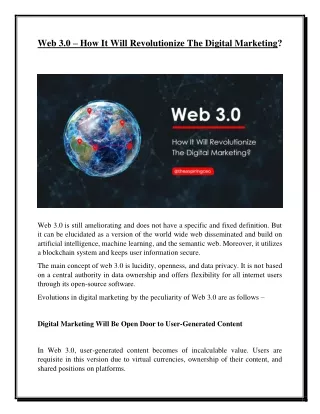 Web 3.0 – How It Will Revolutionize The Digital Marketing