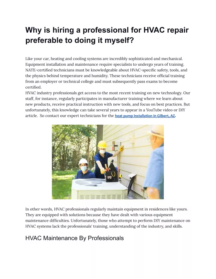 why is hiring a professional for hvac repair