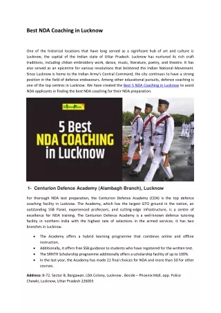 Best 5 NDA Coaching in Lucknow