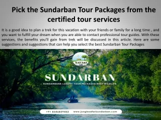 Pick the Sundarban Tour Packages from the certified tour services