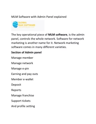 MLM Software with Admin Panel explained
