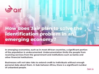 How does 3air plan to solve the identification problem in emerging economies
