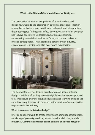 What Is the Work of Commercial Interior Designers