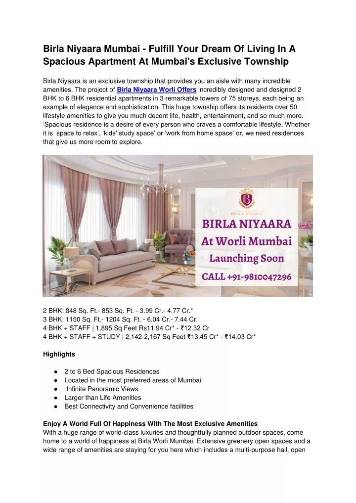 birla niyaara mumbai fulfill your dream of living