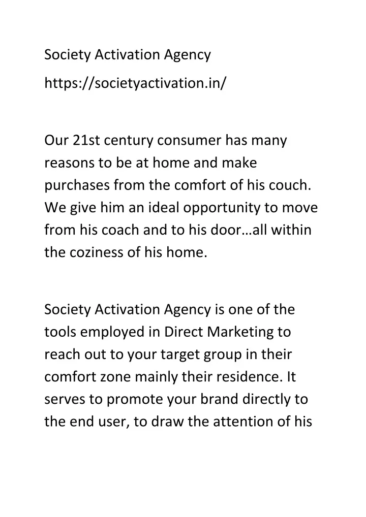 society activation agency