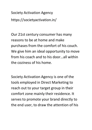 Society Activation Agency