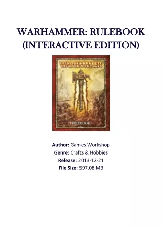 Warhammer: Rulebook (Interactive Edition) by Games Workshop PDF Download