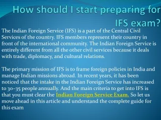 how should i start preparing for ifs exam