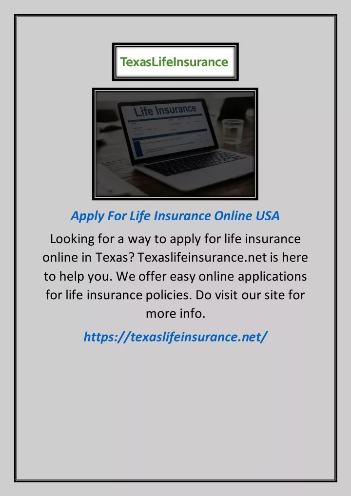 apply for life insurance online usa