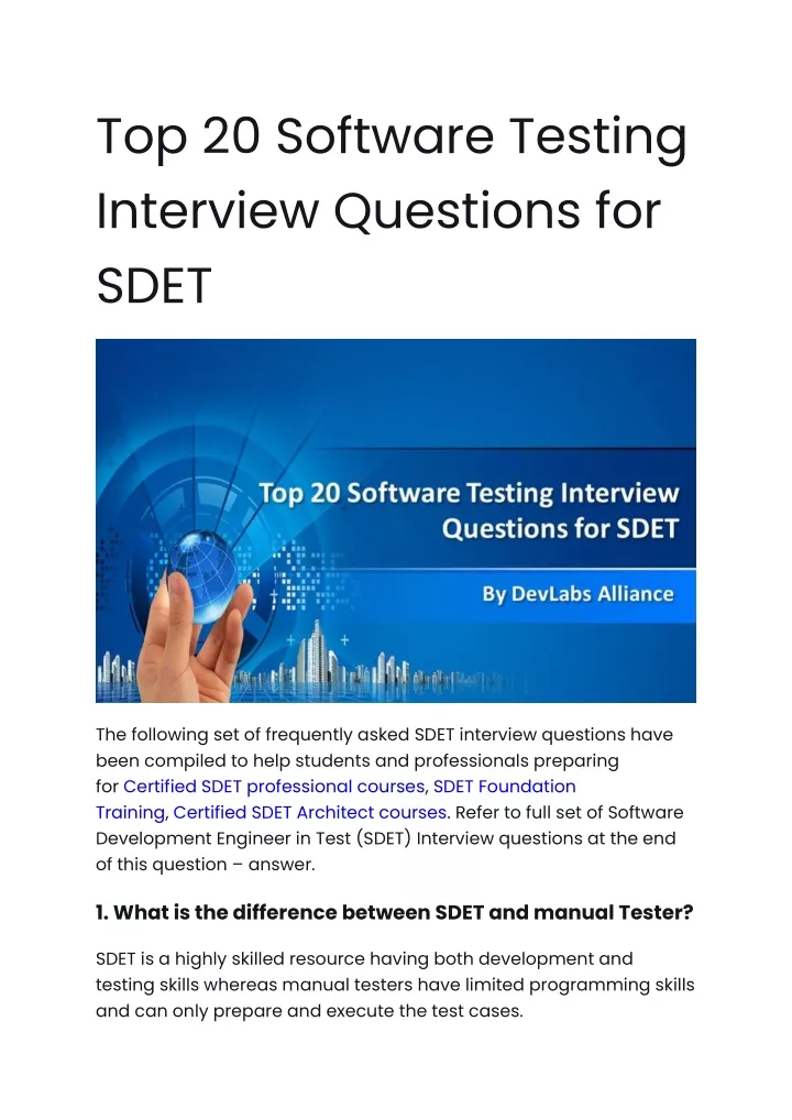 top 20 software testing interview questions