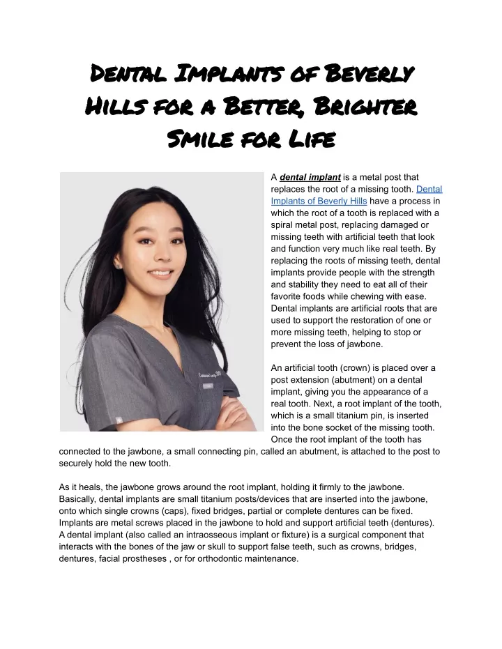 dental implants of beverly hills for a better