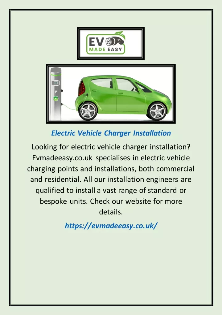 electric vehicle charger installation