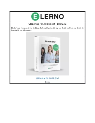 utbildning f r att bli chef elerno se