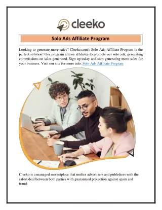 Solo Ads Affiliate Program  Cleeko