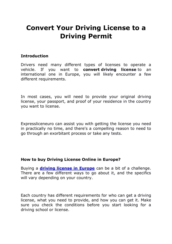 convert your driving license to a driving permit