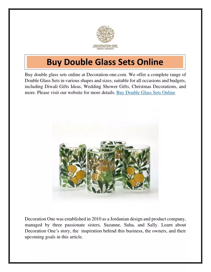 buy double glass sets online