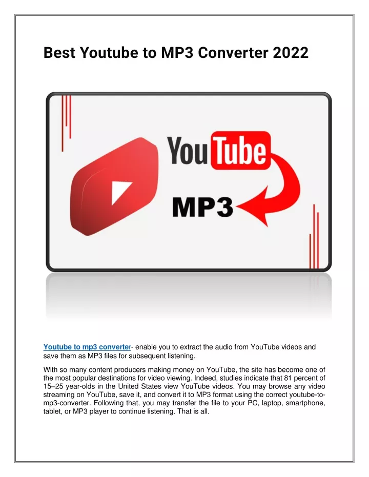 best youtube to mp3 converter 2022