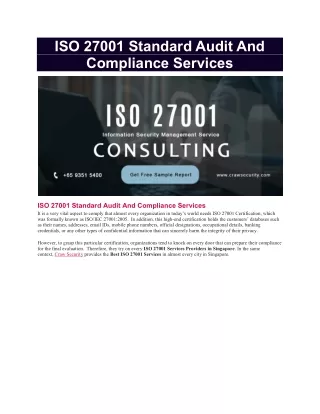 iso 27001 standard audit and compliance services