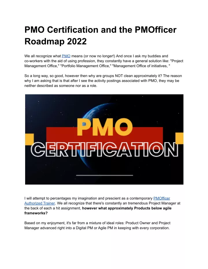 pmo certification and the pmofficer roadmap 2022
