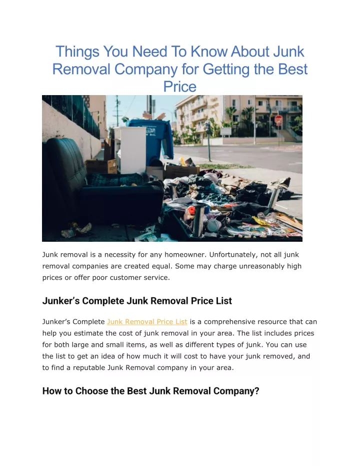 things you need to know about junk removal