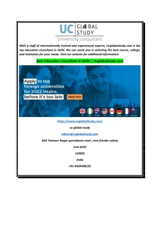 Best Education Consultant in Delhi  Ucglobalstudy.com