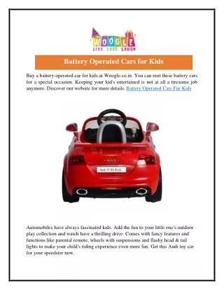 Battery Operated Cars for Kids  Woogle.co.in