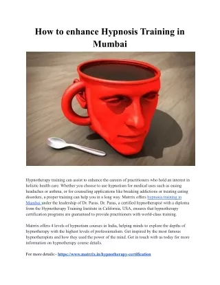 How to enhance Hypnosis Training in Mumbai