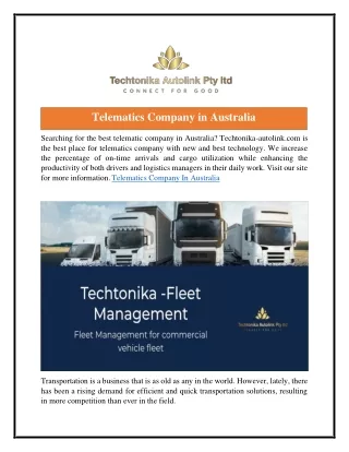 Telematics Company in Australia  Techtonika-autolink