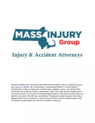 Mass Injury Group Injury & Accident Attorneys Boston