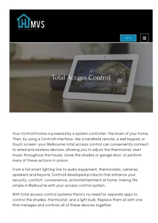 Total Access Control Home Automation System Melbourne