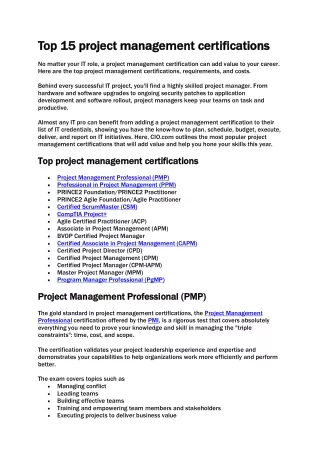 Top 15 project management certifications