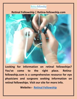 Retinal Fellowship | Retina-fellowship.com
