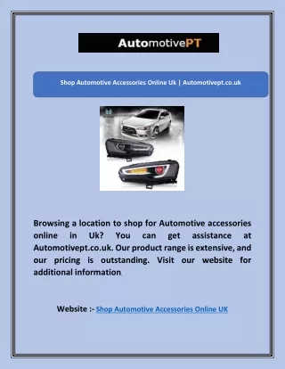 Shop Automotive Accessories Online Uk | Automotivept.co.uk