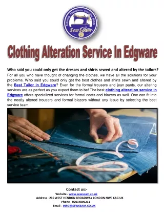 clothing alteration service in Edgware