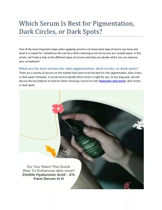 which serum is best for pigmentation dark circles