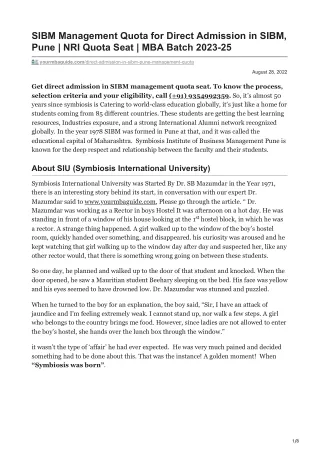 sibm management quota for direct admission