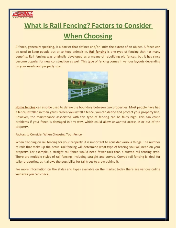 what is rail fencing factors to consider when
