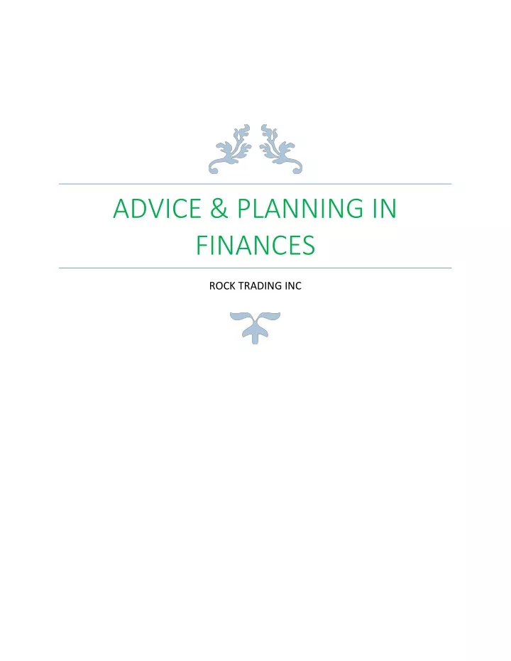 advice planning in finances