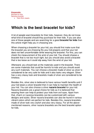 RISHI RICH 24 SEP 2022 Bracelet for kids