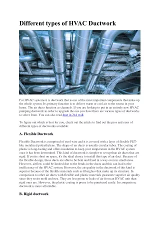 Different types of HVAC Ductwork.