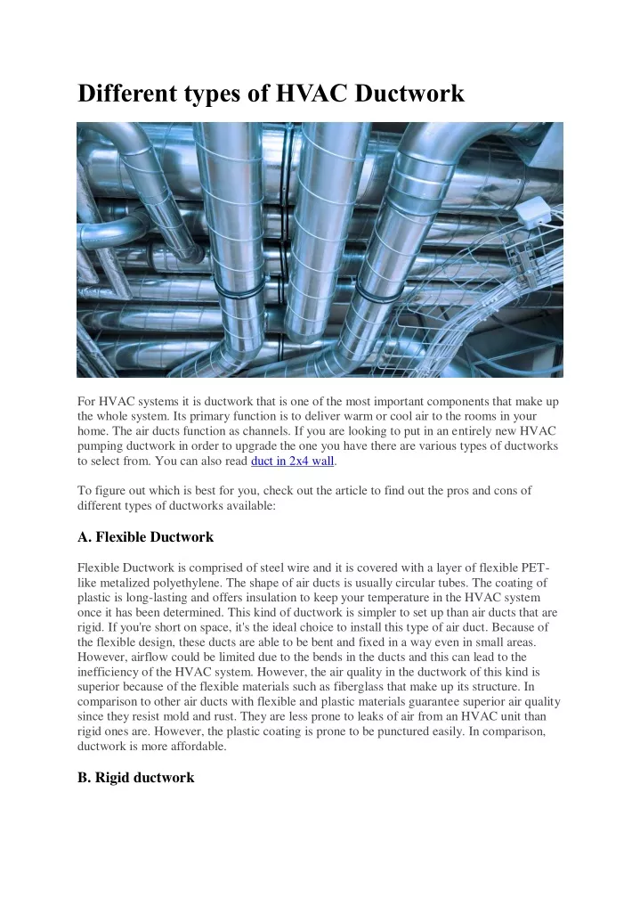 different types of hvac ductwork