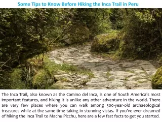 Some Tips to Know Before Hiking the Inca Trail in Peru