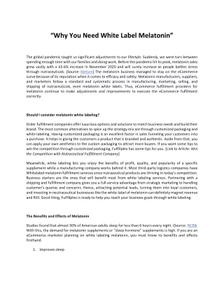 why you need white label melatonin