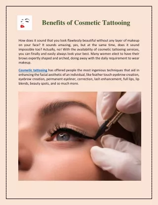 Benefits of Cosmetic Tattooing | Advanced Permanent Makeup Institute
