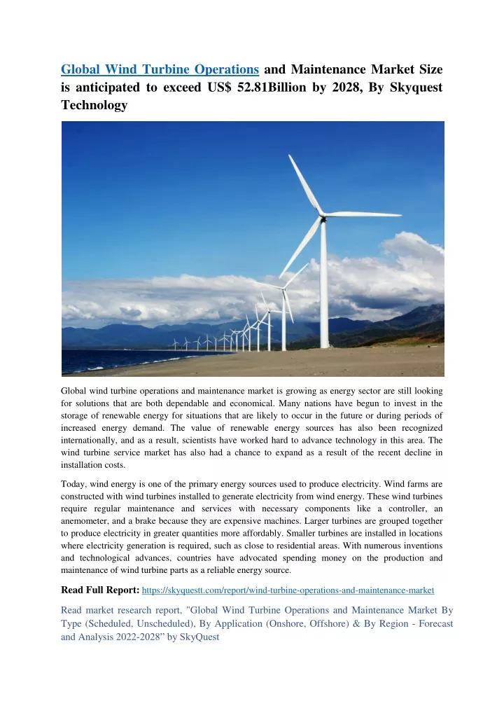 global wind turbine operations and maintenance