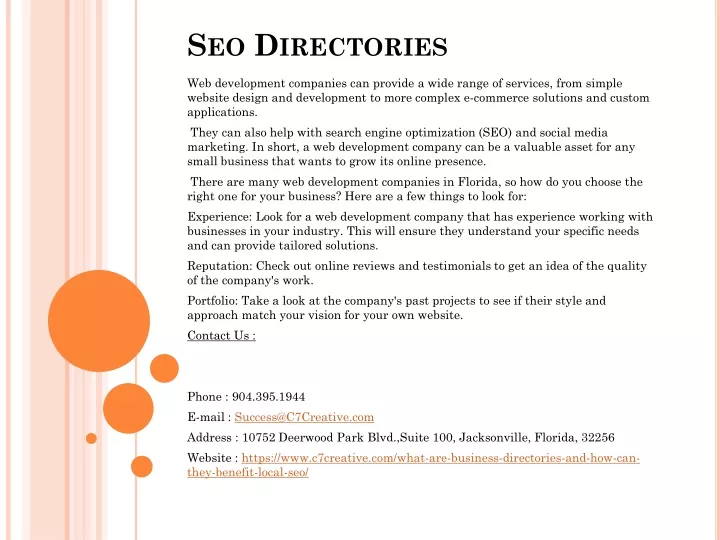 seo directories