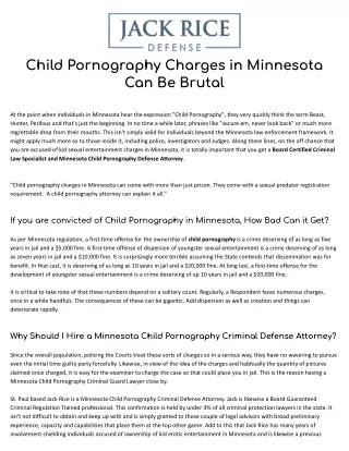 Child Pornography Charges in Minnesota Can Be Brutal