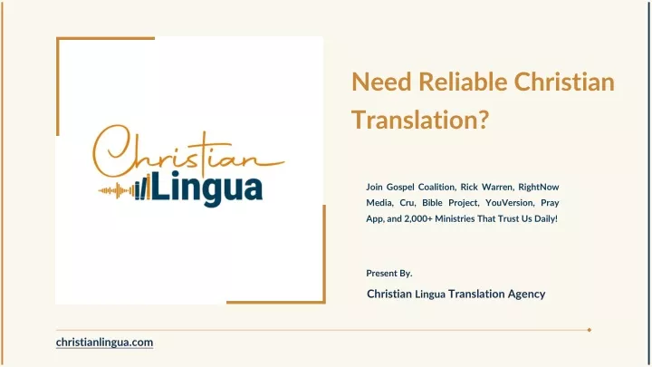 need reliable christian translation